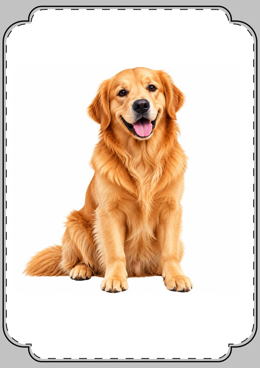 Golden Retriever Greeting Card - Blank Flat Note Card with Envelope