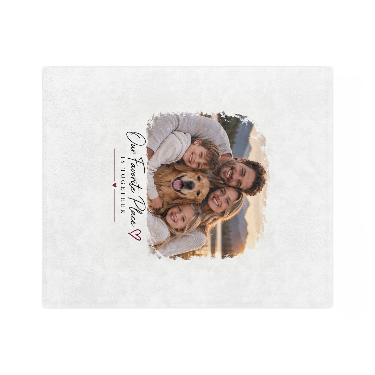 Personalized Photo Blanket - "Our Favorite Place Is Together" Velveteen Throw