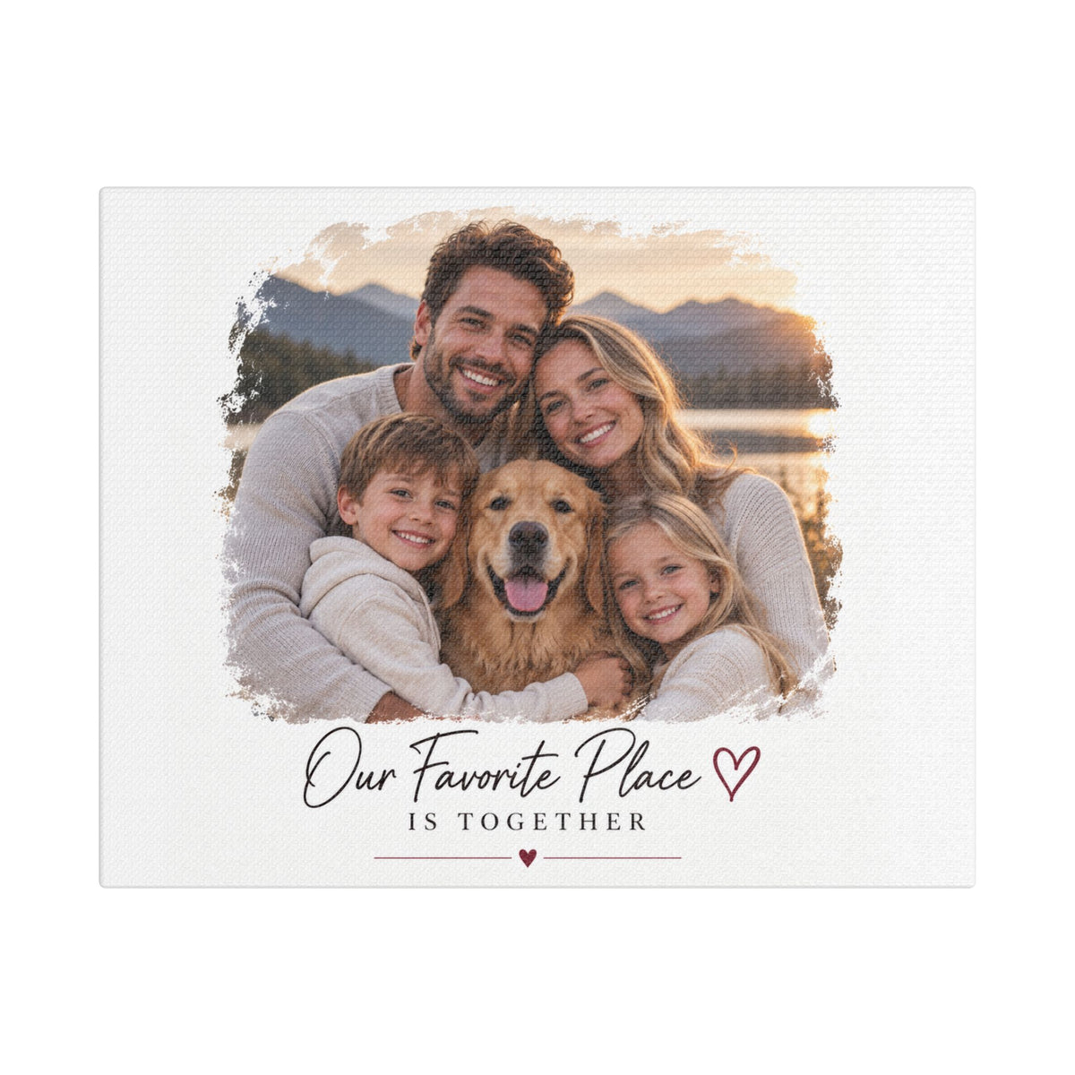 Personalized Family Photo Canvas - "Our Favorite Place Is Together" Stretched Wall Art