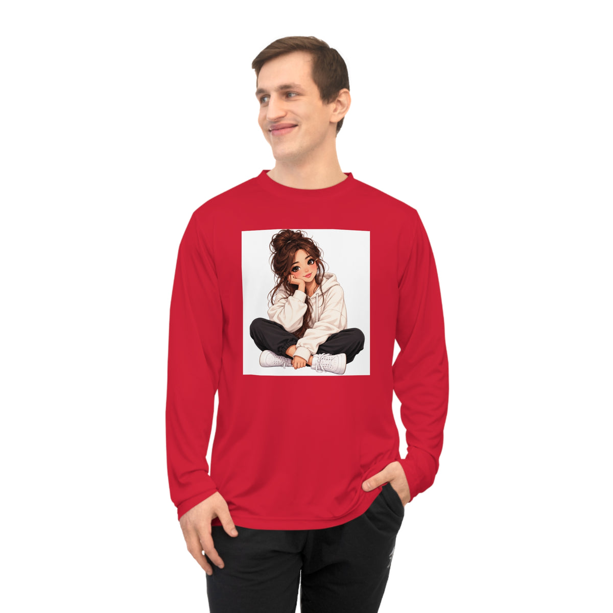 Cozy Girl Illustration Performance Long Sleeve Shirt