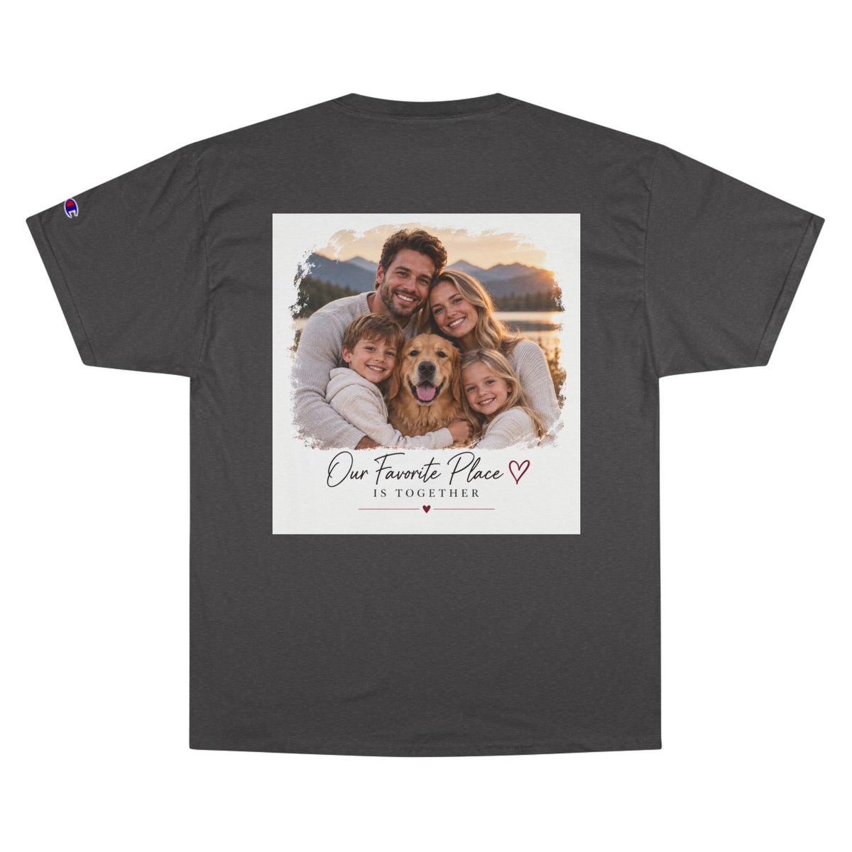 Family Photo T-Shirt — “Our Favorite Place Is Together” Personalized Crew Tee