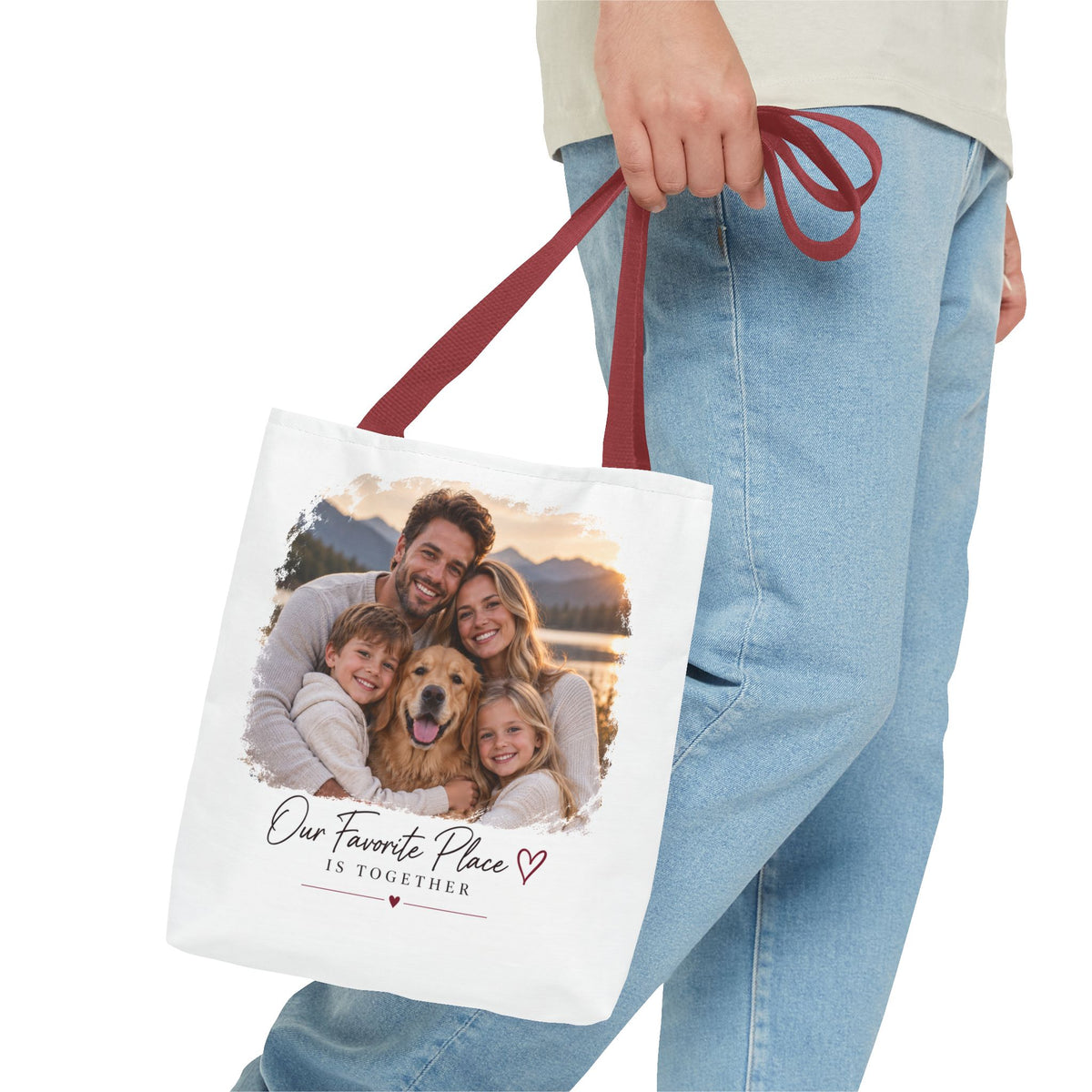 Photo Family Tote Bag – “Our Favorite Place Is Together” Personalized Gift Tote