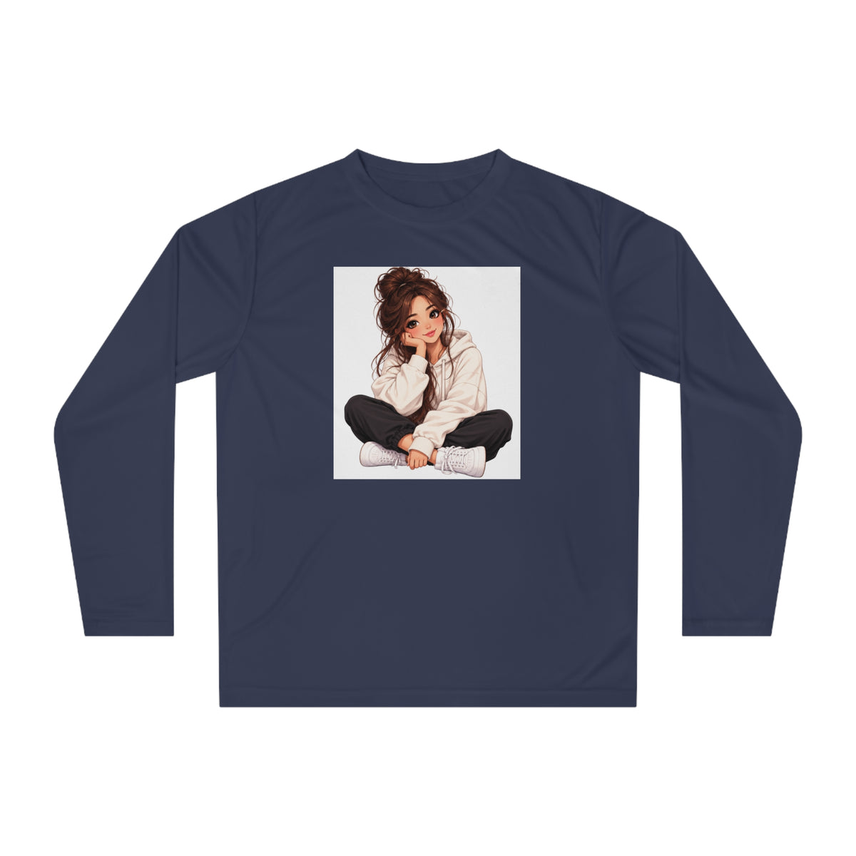 Cozy Girl Illustration Performance Long Sleeve Shirt