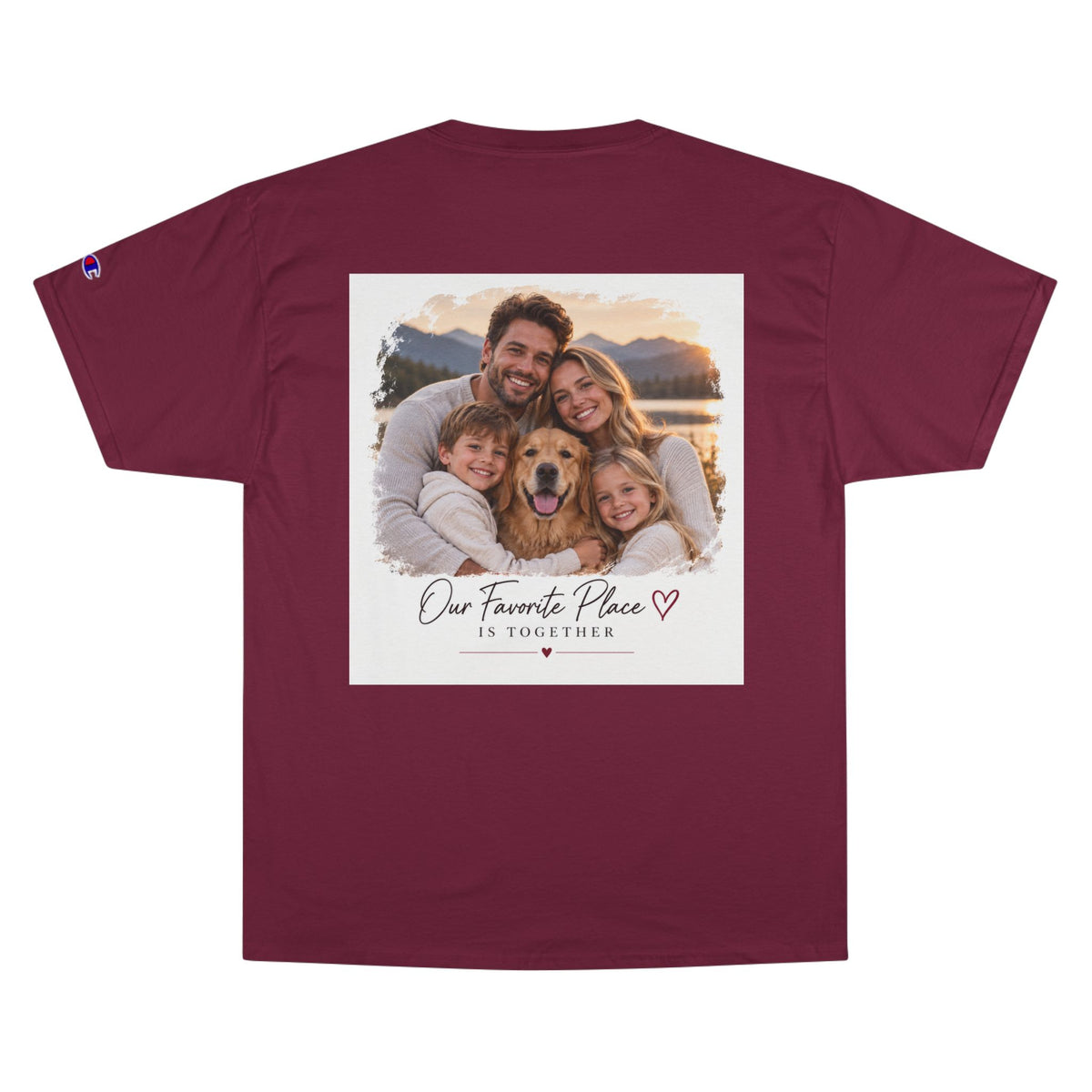 Family Photo T-Shirt — “Our Favorite Place Is Together” Personalized Crew Tee