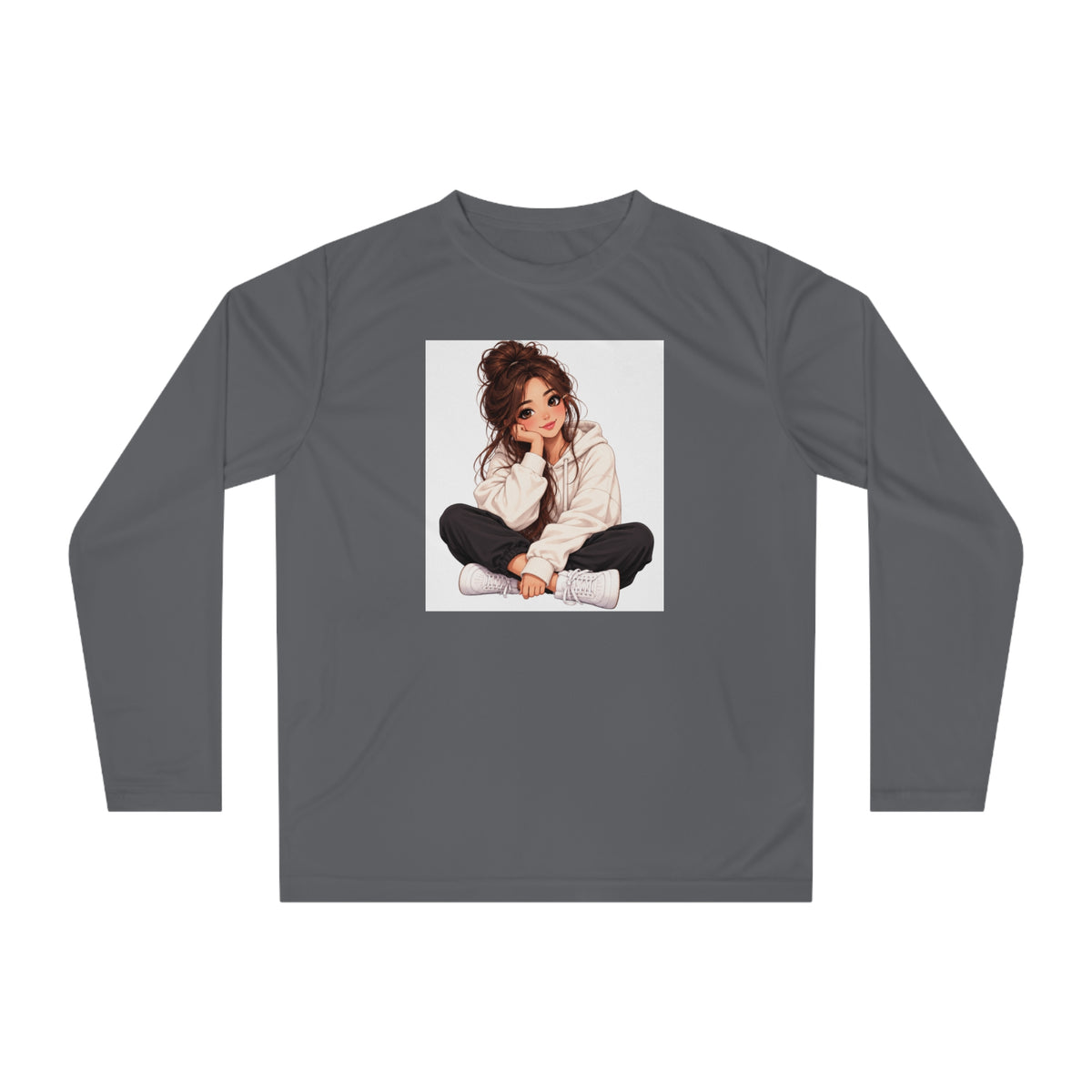 Cozy Girl Illustration Performance Long Sleeve Shirt