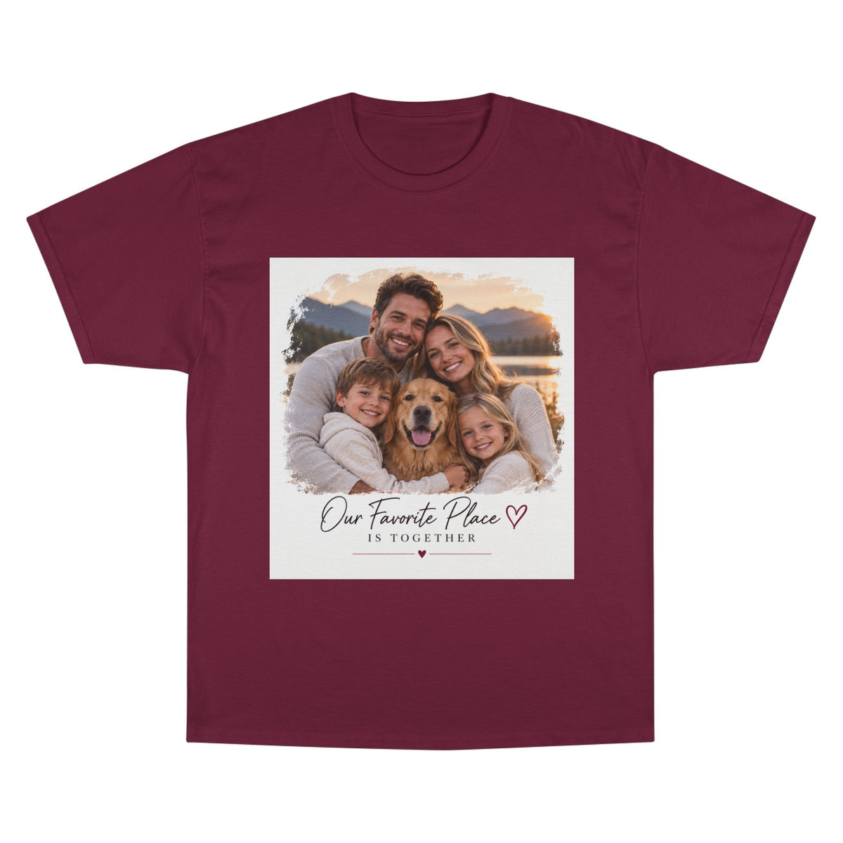 Family Photo T-Shirt — “Our Favorite Place Is Together” Personalized Crew Tee