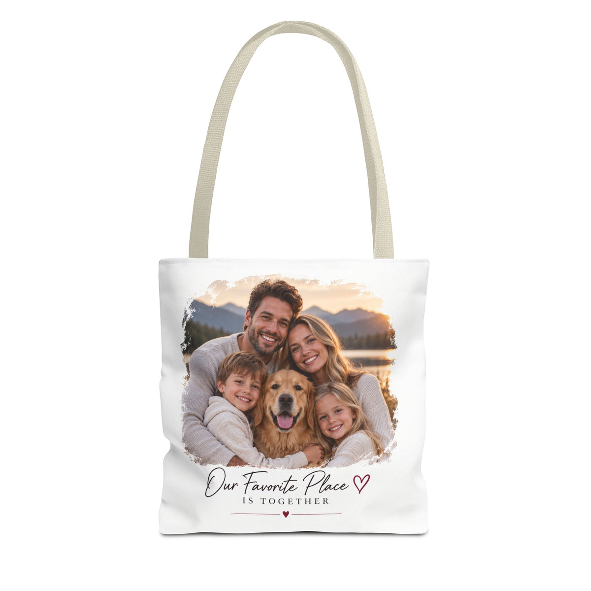 Photo Family Tote Bag – “Our Favorite Place Is Together” Personalized Gift Tote