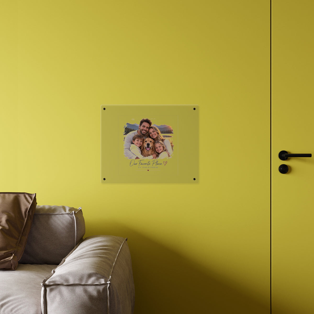 Acrylic Wall Art Panel — Personalized Family Photo "Our Favorite Place Is Together"
