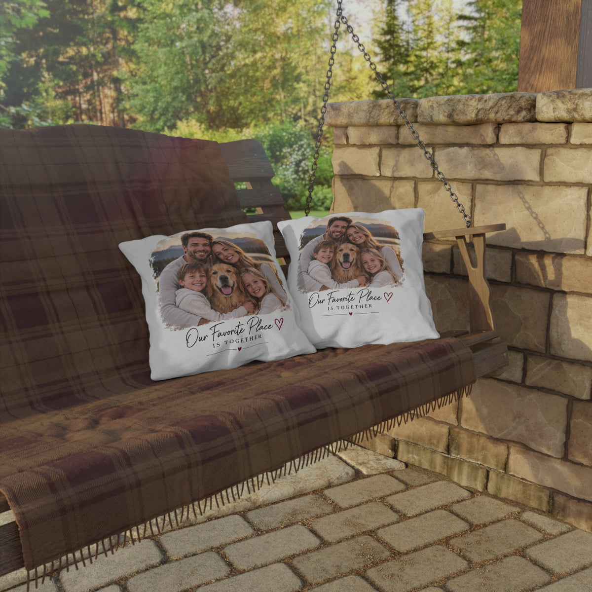 Outdoor Pillow – Our Favorite Place Is Together Personalized Photo Pillow