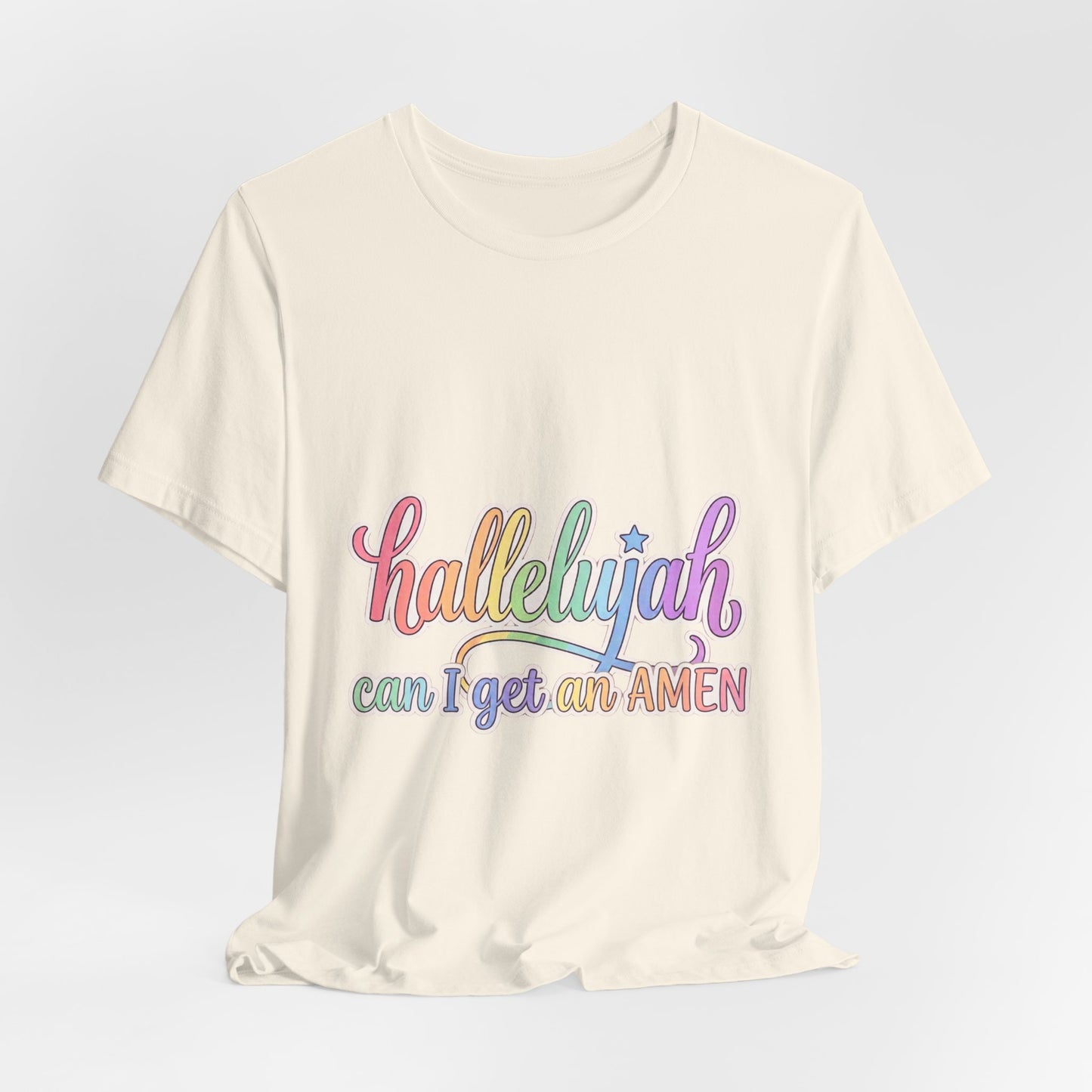 Hallelujah can I get an Amen T-Shirt | Christian faith typography, colorful praise