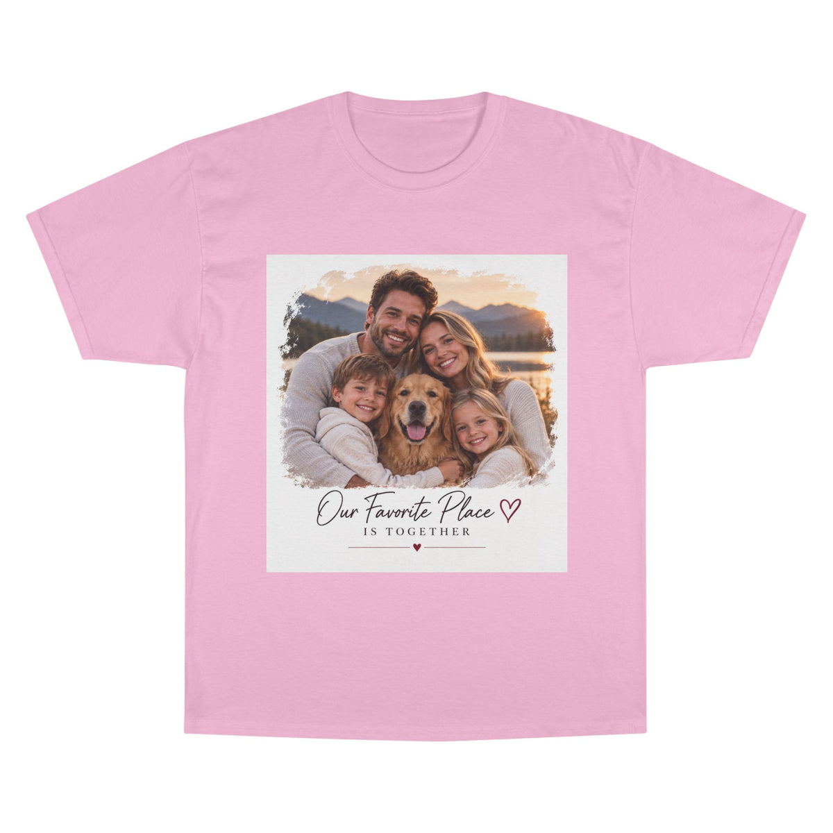 Family Photo T-Shirt — “Our Favorite Place Is Together” Personalized Crew Tee