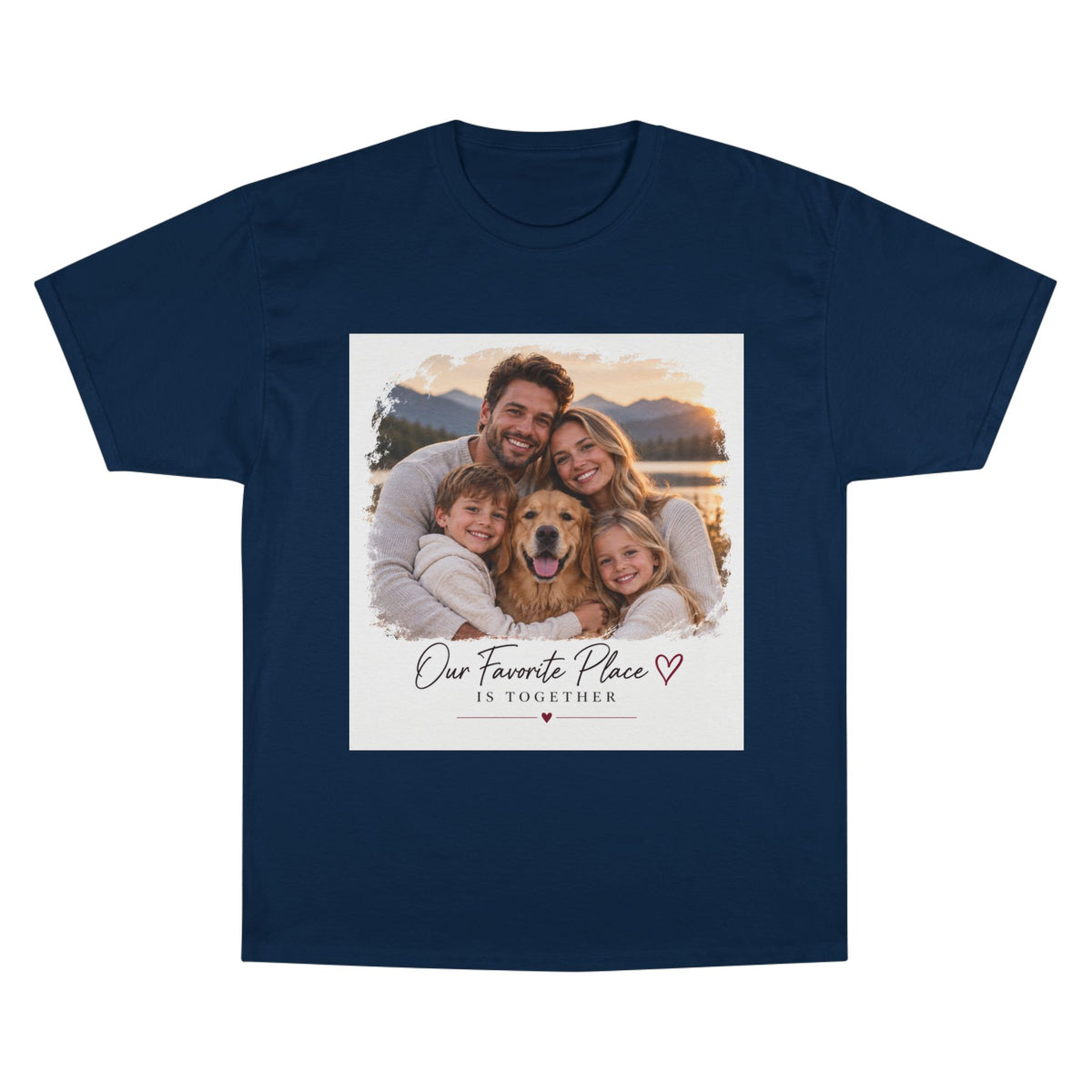 Family Photo T-Shirt — “Our Favorite Place Is Together” Personalized Crew Tee
