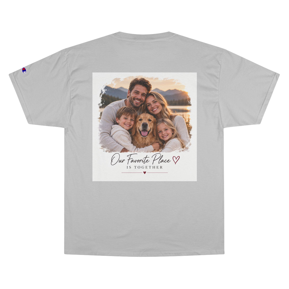 Family Photo T-Shirt — “Our Favorite Place Is Together” Personalized Crew Tee