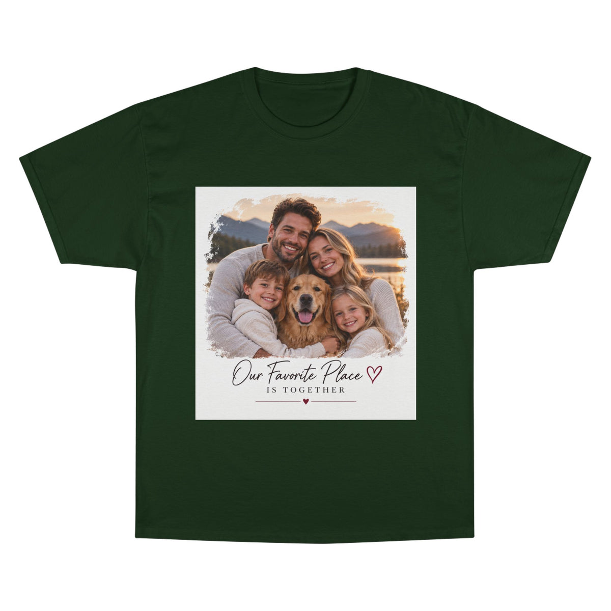 Family Photo T-Shirt — “Our Favorite Place Is Together” Personalized Crew Tee