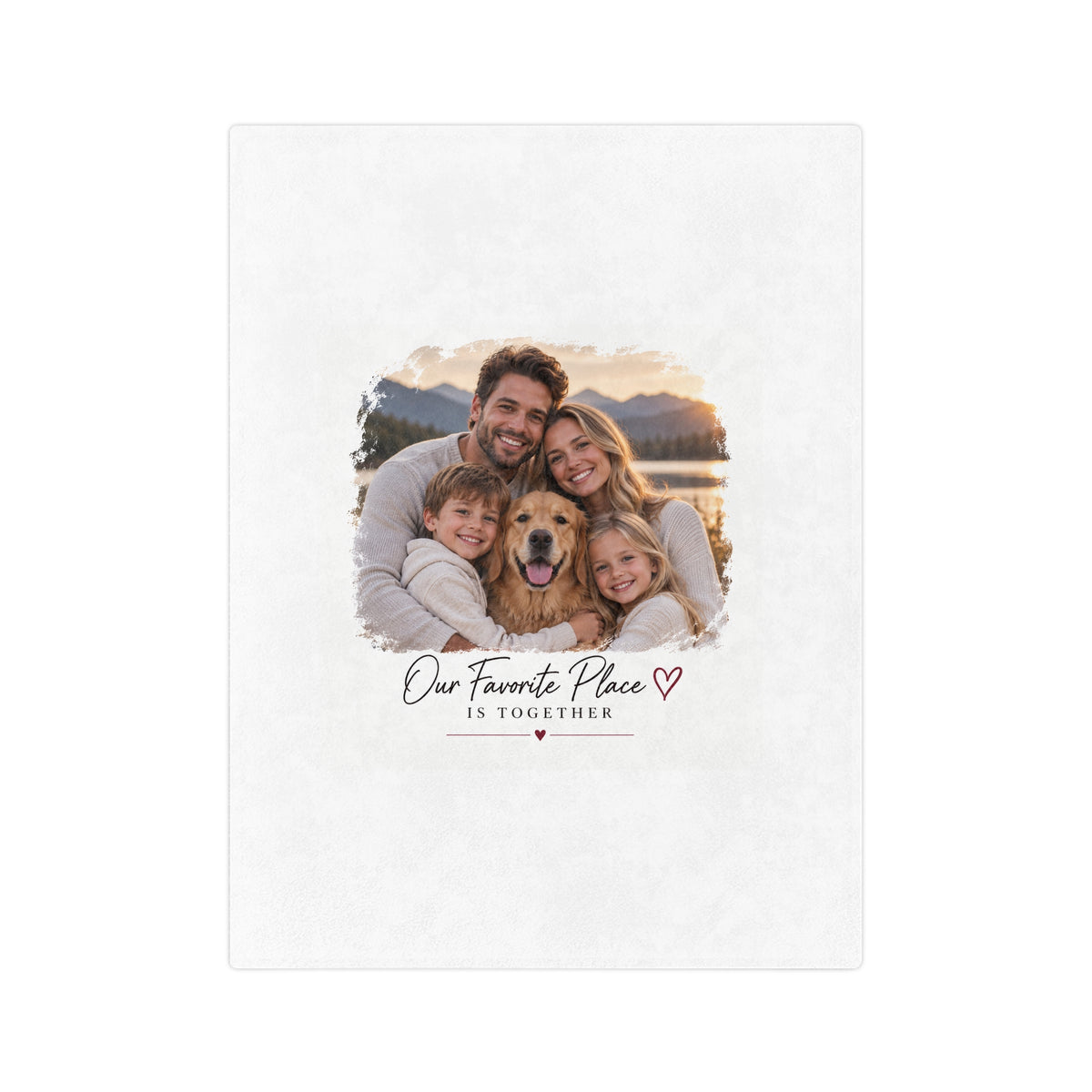 Personalized Photo Blanket - "Our Favorite Place Is Together" Velveteen Throw
