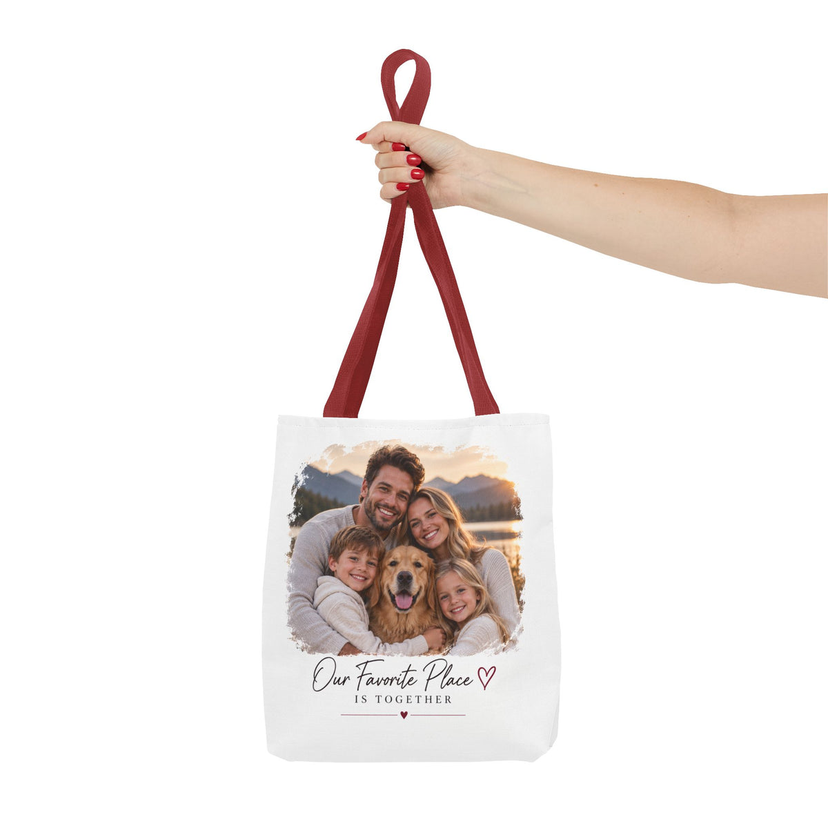 Photo Family Tote Bag – “Our Favorite Place Is Together” Personalized Gift Tote