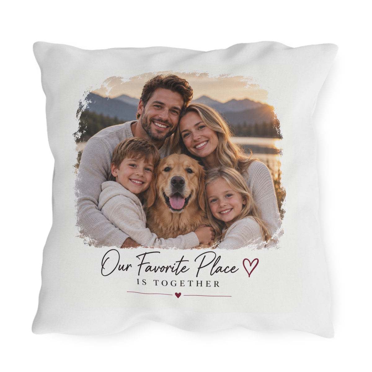 Outdoor Pillow – Our Favorite Place Is Together Personalized Photo Pillow