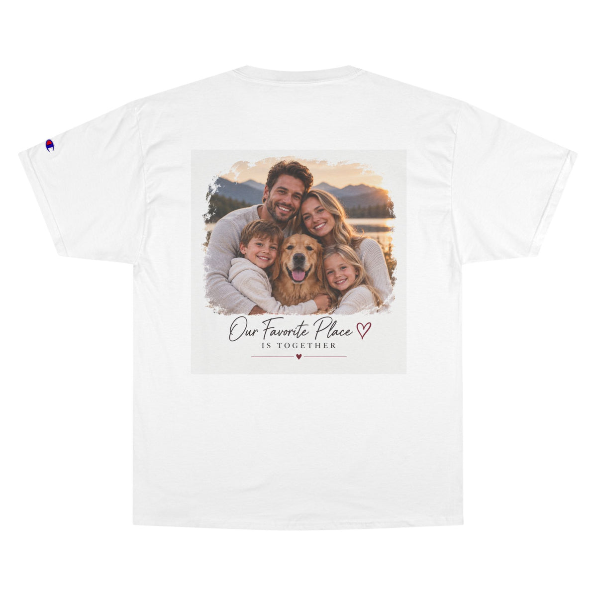 Family Photo T-Shirt — “Our Favorite Place Is Together” Personalized Crew Tee