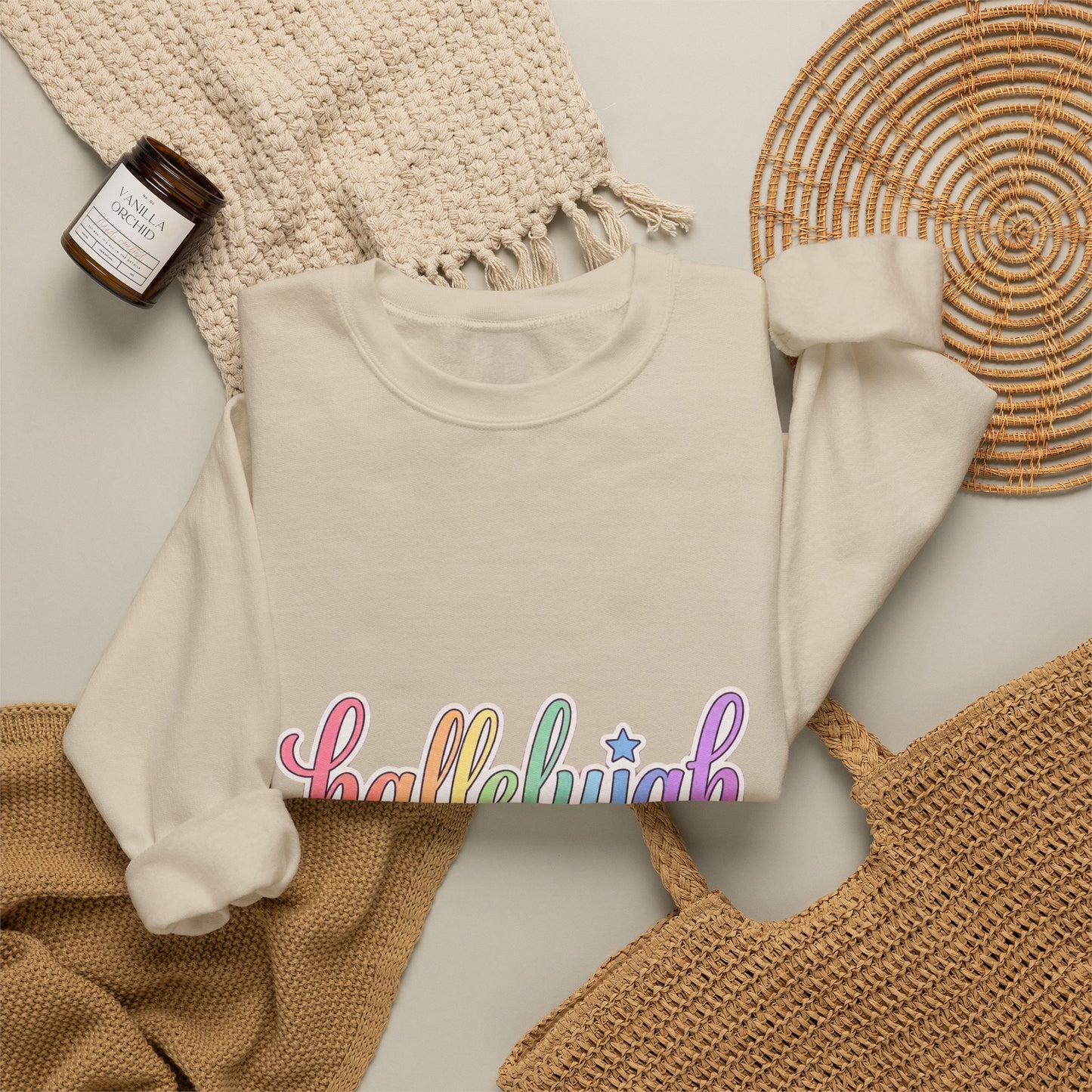 Hallelujah pastel script Sweatshirt | Christian faith typography | Everything Hallelujah trend